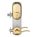 Yale Z-Wave Plus Assure Interconnected Push Button Deadbolt Lockset, Norwood Lever, Right Hand, 4 In. Prep, Polished Brass
